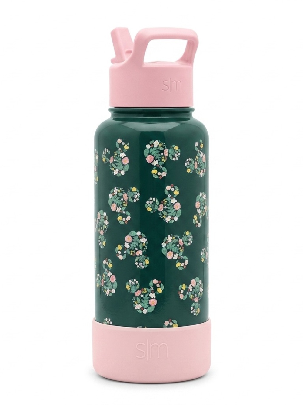 Simple Modern Disney Summit Water Bottle Mickey Floral Riptide Teal Pink 32oz